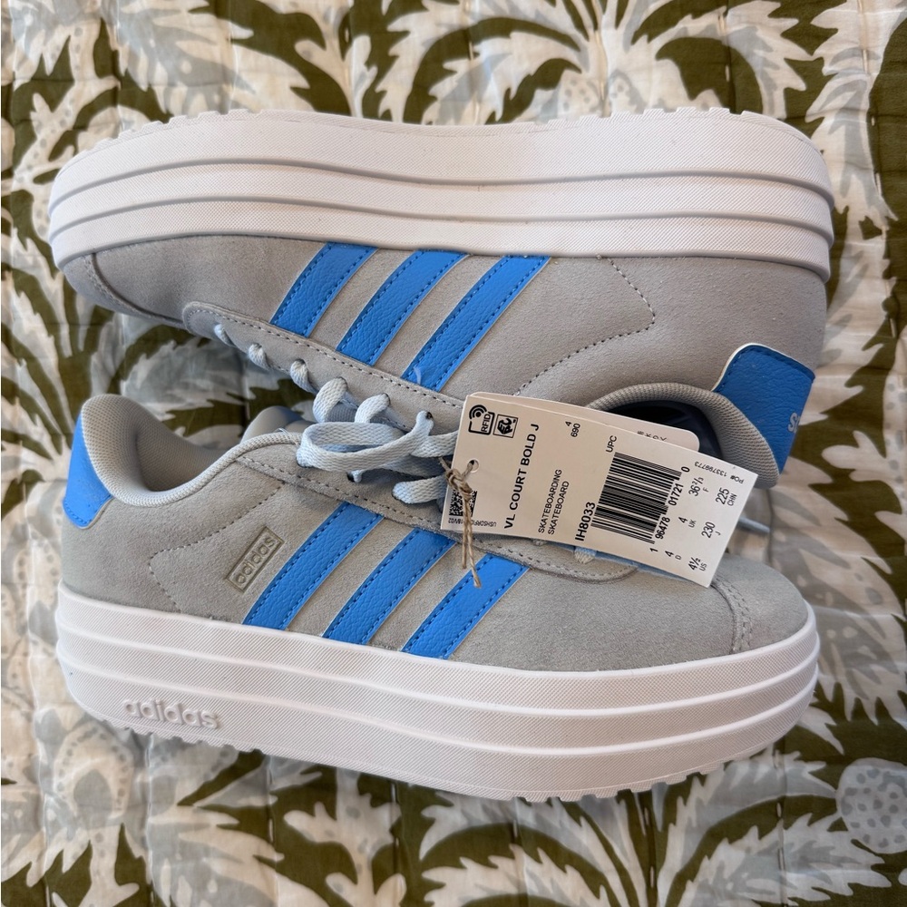 Adidas Kids VL Court Bold Shoes Halo Blue / Blue Burst / Cyber Metallic size 4.5